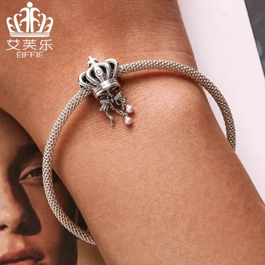 S925 Sterling Silver Bow & Crown Charm Bead Next Gen Luxe Solutions