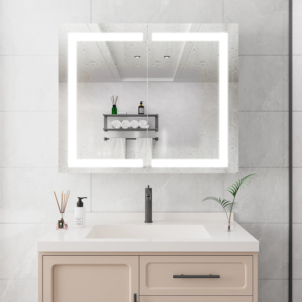 36 x 30 Inch LED Medicine Cabinet | Anti-Fog, Dimmable, Recessed or Surface Mount, Double Door Bathroom Cabinet with Touch Switch Next Gen Luxe Solutions
