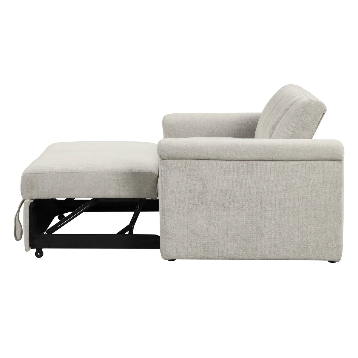 Convertible 2-Seat Sofa Bed | Pull-Out Sleeper Sofa with Adjustable Backrest & Foam + Pocket Spring Cushions in Beige Next Gen Luxe Solutions