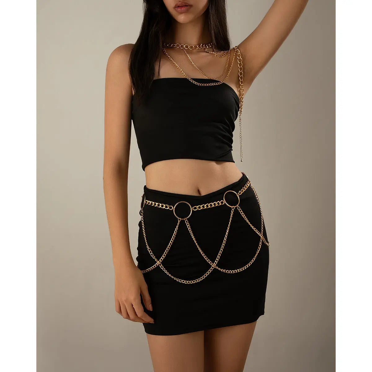 Punk Metal Tassel Chest Chain – U-Shape Cross Body & Waist Chain Next Gen Luxe Solutions