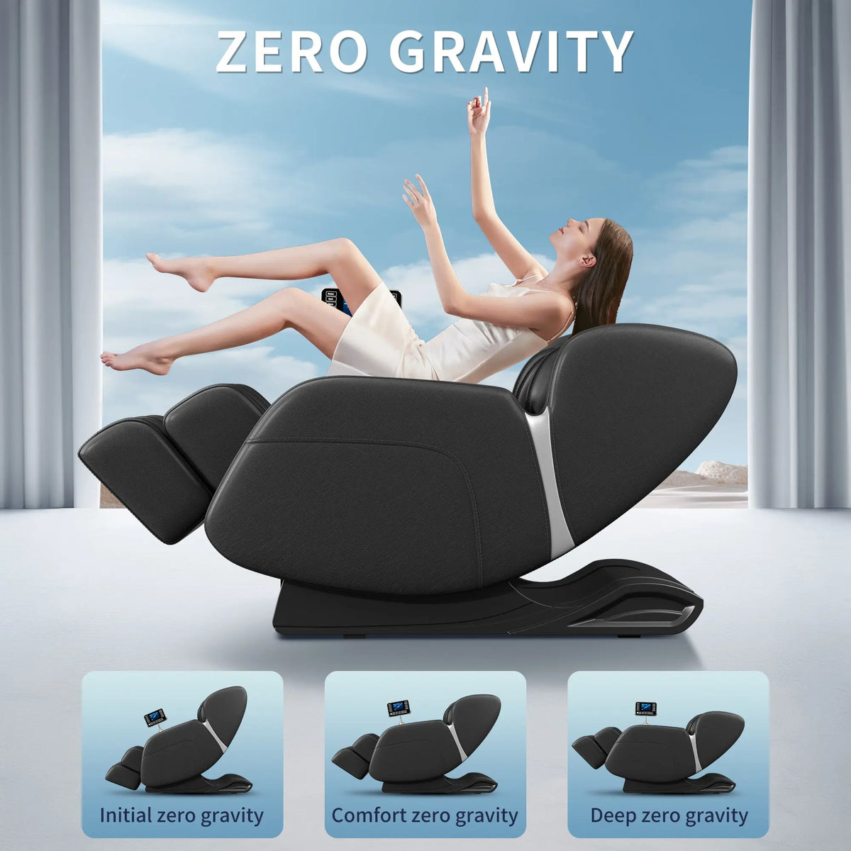 Full Body Deep Tissue Massage Chair with Foot Massage, 8 Fixed Rollers & Touch Screen – Fits 5'1"–5'9" (Black) Next Gen Luxe Solutions