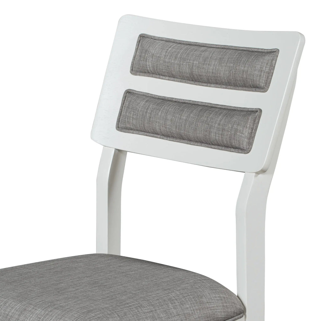 TREXM 6-Piece Classic Dining Set – Table, 4 Upholstered Chairs & Bench (White+Gray) Next Gen Luxe Solutions