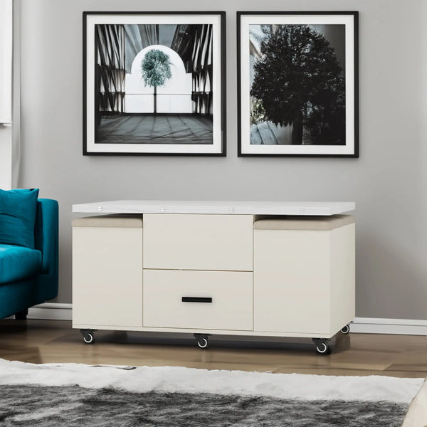 Modern Lift-Top Coffee Table with 4 Chairs, Expandable Storage – Hidden Compartment & 2 Drawers Next Gen Luxe Solutions