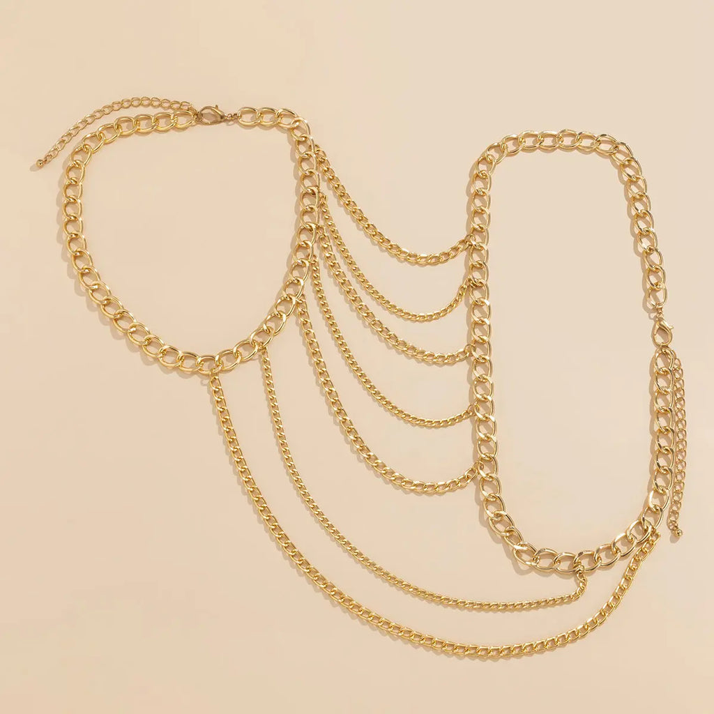 Punk Metal Tassel Chest Chain – U-Shape Cross Body & Waist Chain Next Gen Luxe Solutions