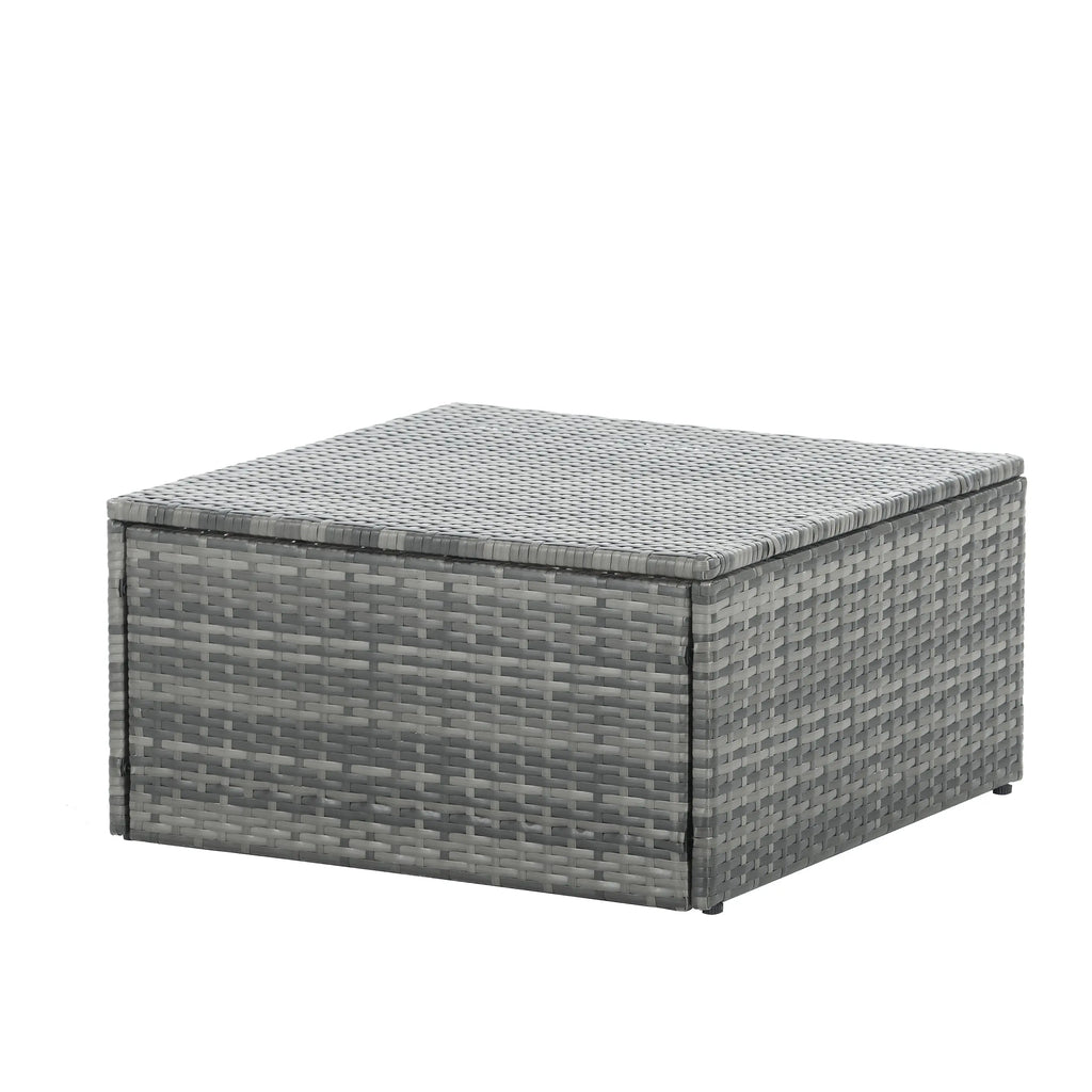 5-Piece Outdoor PE Wicker Patio Furniture Set | Sofa, 3 Ottomans & Lift-Top Coffee Table Next Gen Luxe Solutions