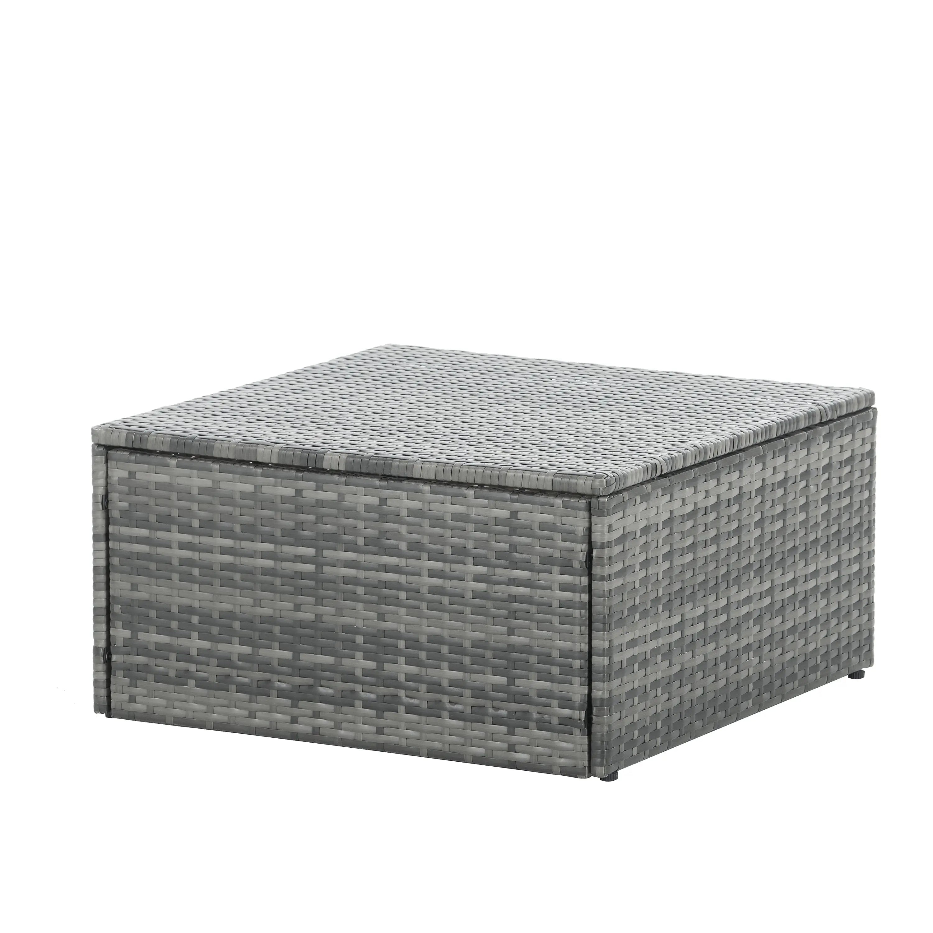 5-Piece Outdoor PE Wicker Patio Furniture Set | Sofa, 3 Ottomans & Lift-Top Coffee Table Next Gen Luxe Solutions