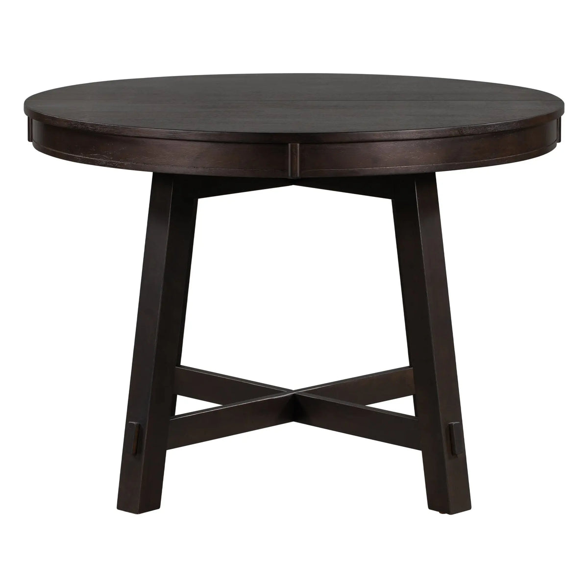 TREXM Farmhouse Round Extendable Dining Table with 16" Leaf – Espresso Wood Kitchen Table Next Gen Luxe Solutions