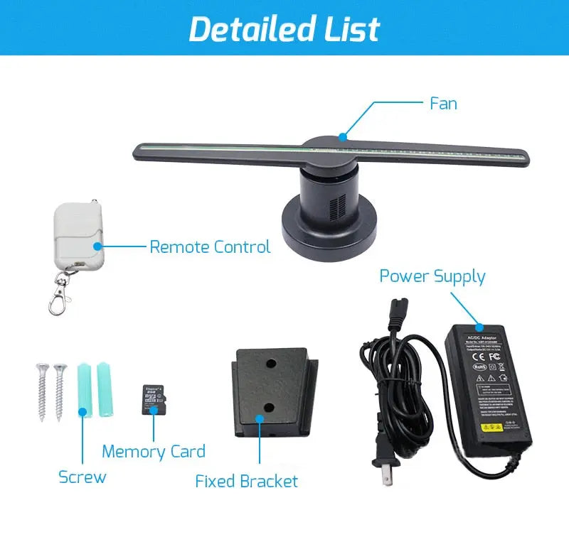 3D Hologram LED Fan Display | Holographic Advertising Projector with Remote & 8G Card Next Gen Luxe Solutions