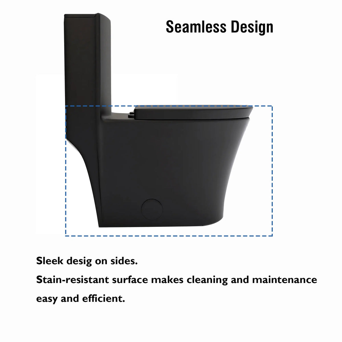 Matte Black Elongated One Piece Toilet Dual Flush 1.1/1.6 GPF Water Saving Map 1000g Next Gen Luxe Solutions