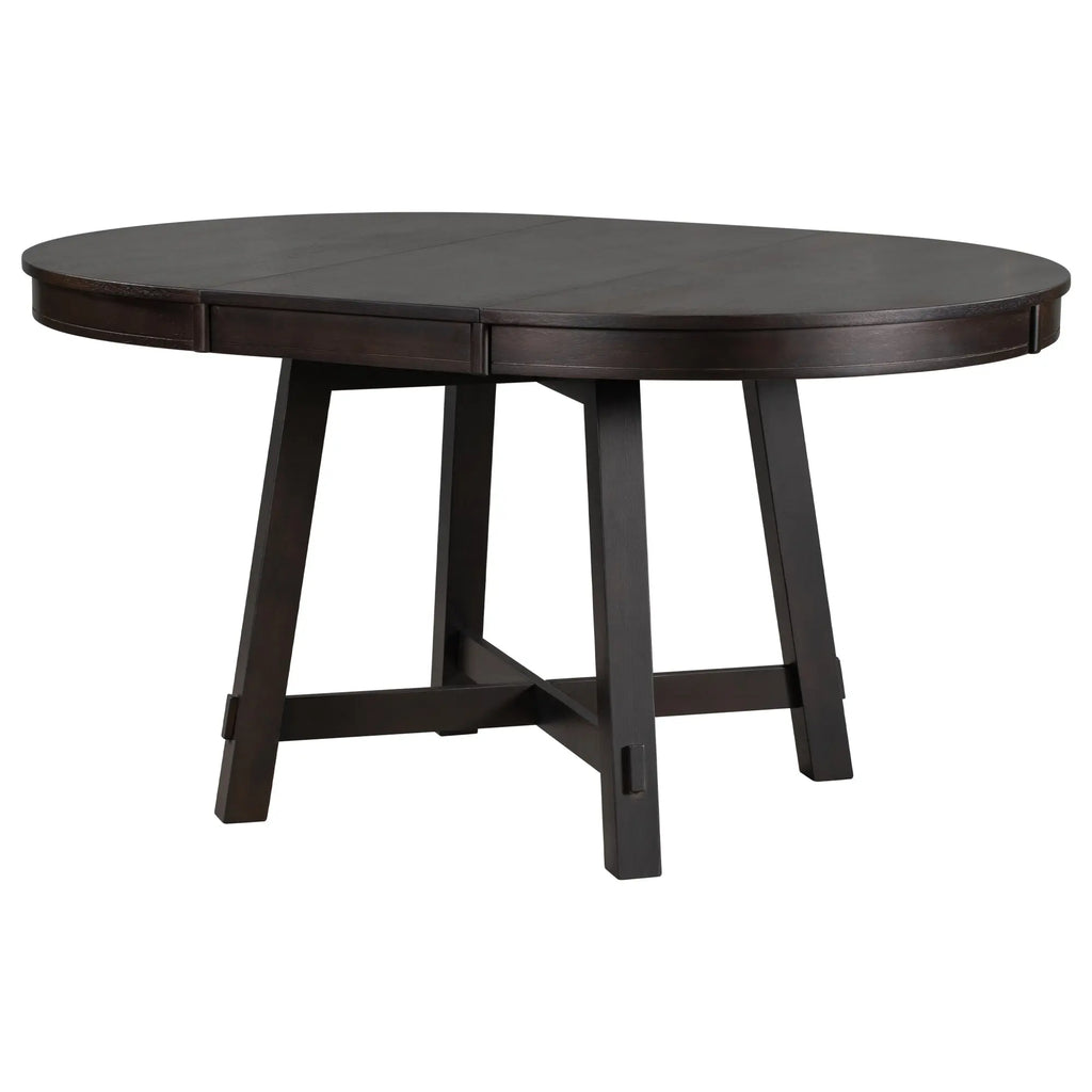TREXM Farmhouse Round Extendable Dining Table with 16" Leaf – Espresso Wood Kitchen Table Next Gen Luxe Solutions
