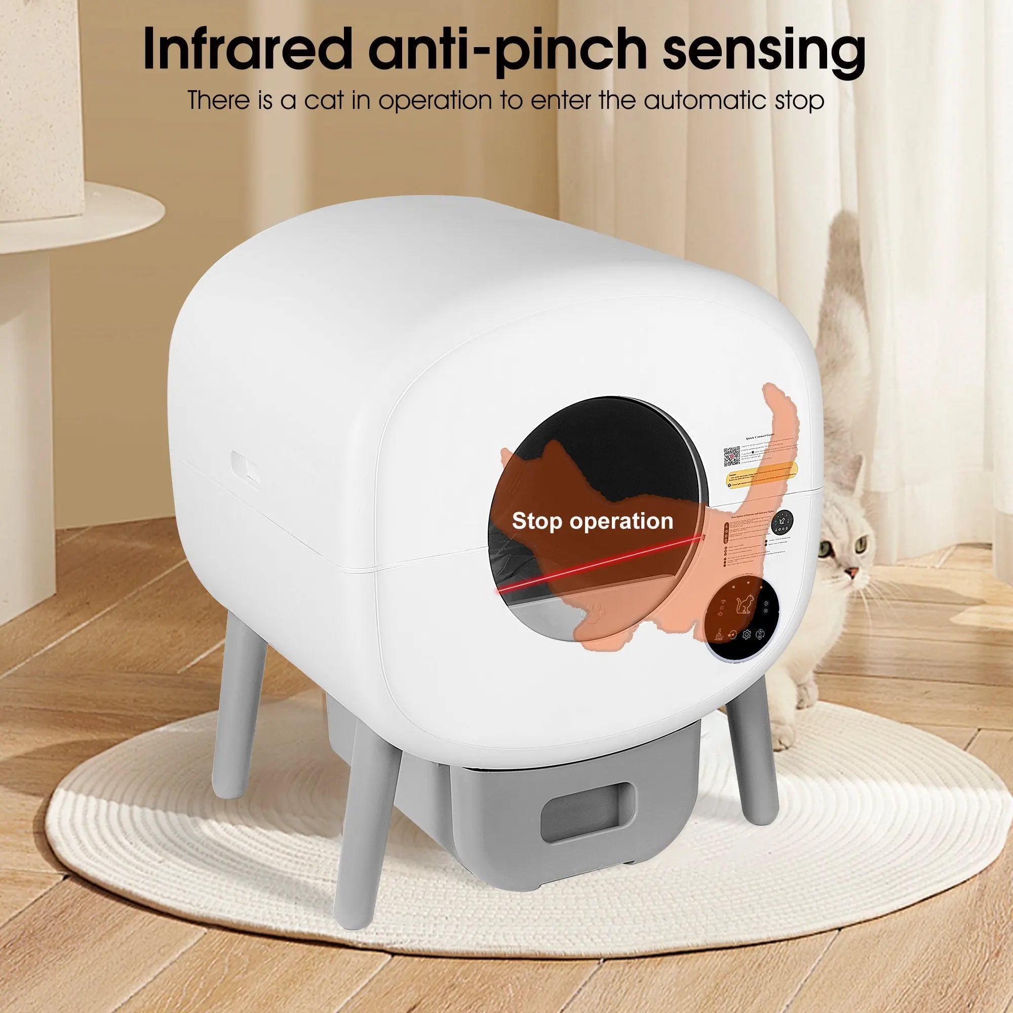 Automatic Smart Cat Litter Box, Large Capacity Self-Cleaning Litter Box with Infrared/Gravity/Ambient Light Function(Model B) Next Gen Luxe Solutions