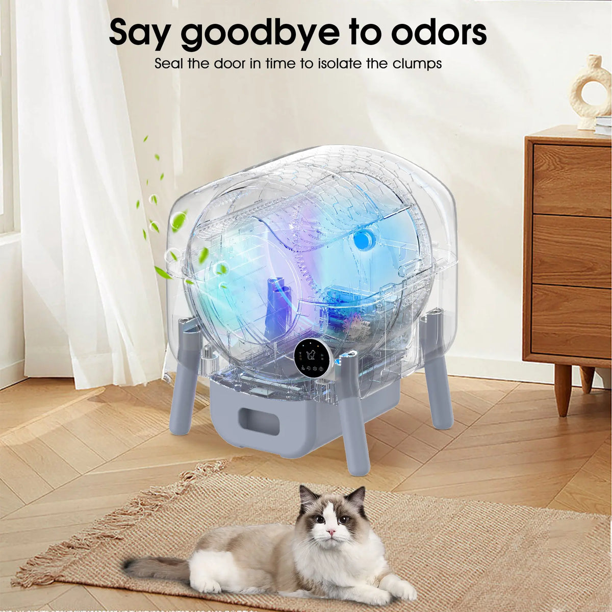 Automatic Smart Cat Litter Box, Large Capacity Self-Cleaning Litter Box with Infrared/Gravity/Ambient Light Function(Model B) Next Gen Luxe Solutions