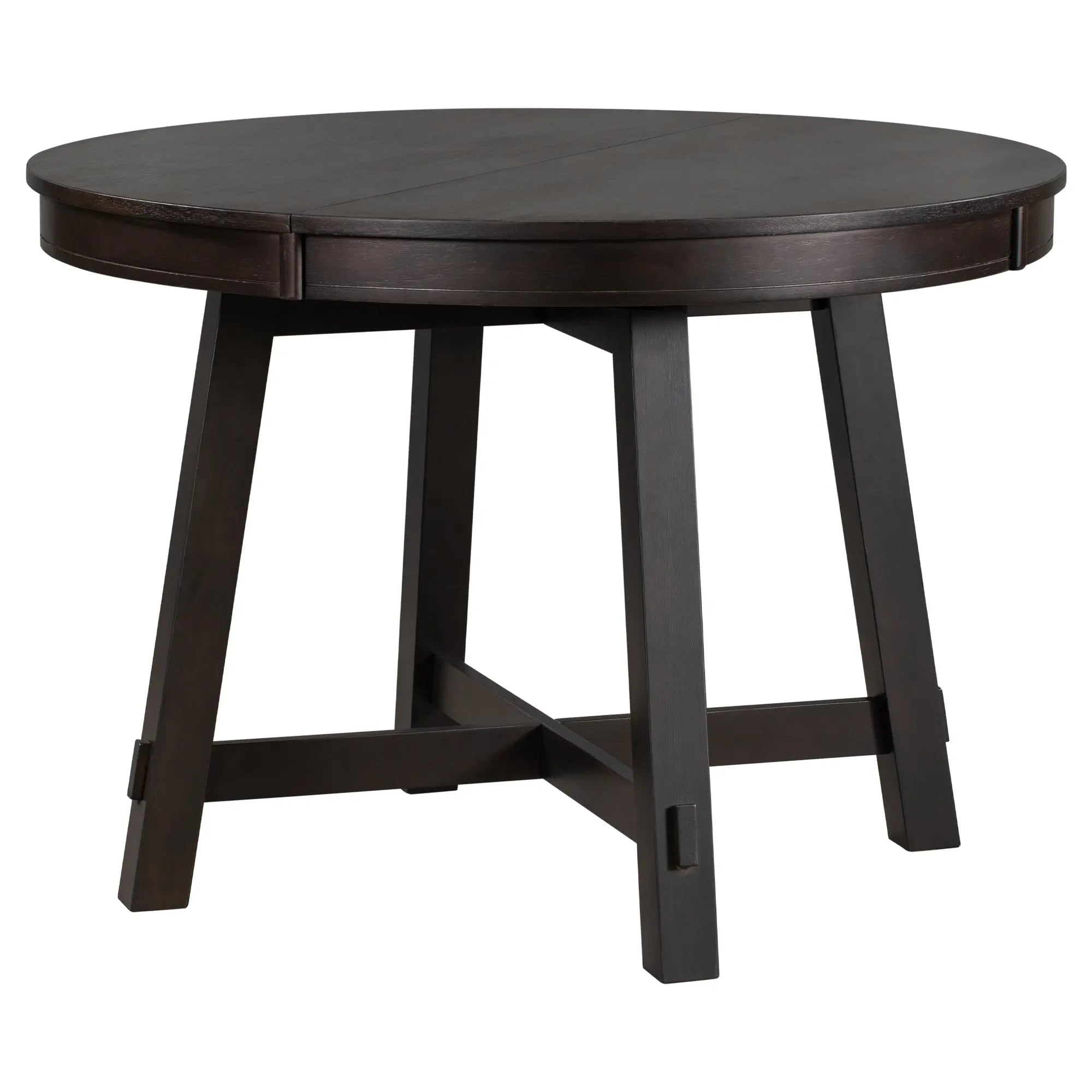 TREXM Farmhouse Round Extendable Dining Table with 16" Leaf – Espresso Wood Kitchen Table Next Gen Luxe Solutions